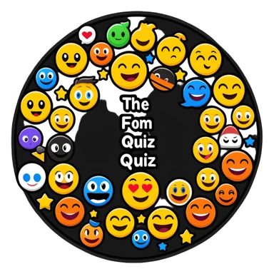 An animated sticker-style title for "The Emoji Movie Quiz" with popular emoji characters and quiz elements sticker