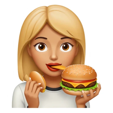 woman eat a burger sticker