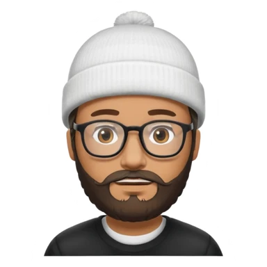 Quiero la cara mía con gafas y barba y un gorro blanco con cinta negra sticker