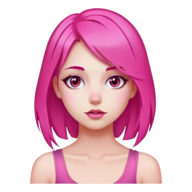 Girl with shoulder length hot pink hair sticker