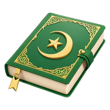Closed Quran with the Islamic Symbol on it (moon and star) green from left to right sticker