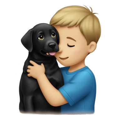 14 week old black Labrador puppy that is kissing a 4 year old boy  sticker