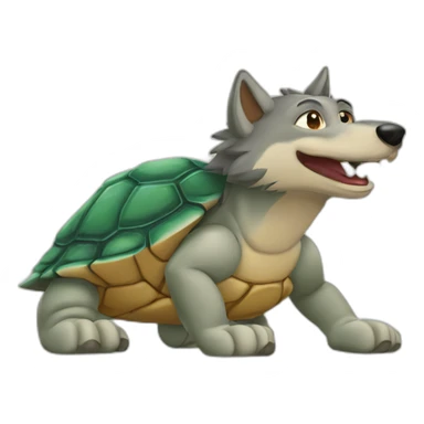 Loup sur une tortue sticker