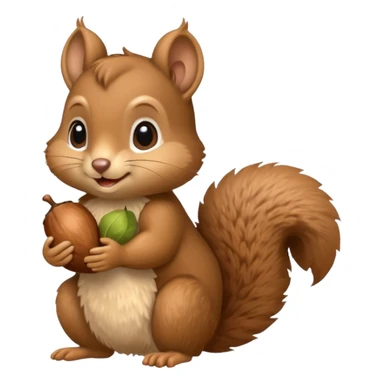 baby squirrel hold a acorn sticker