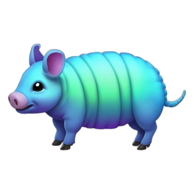 Iridescent cyan purple gradient pig armadillo cow centipede insect with star markings sticker