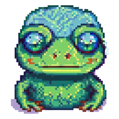 Rare Pepe meme pixel art with holographic effect sticker