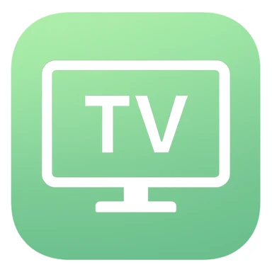smart tv, iOS app icon style, rounded square, glossy, modern, minimal, green and black sticker