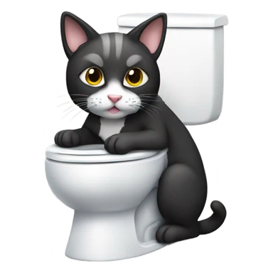 Cat person sitting on toliet sticker