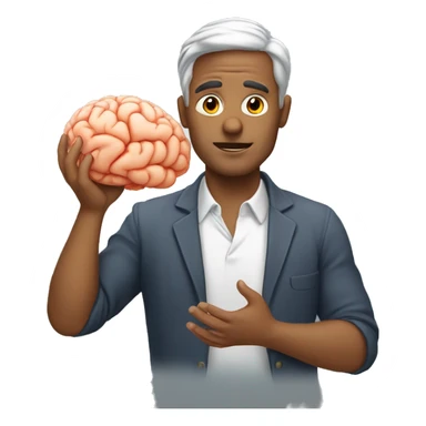 make an emoji where a man will hold a brain in his hand  sticker