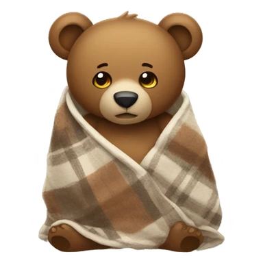 A bear with a blanket wrapped around it sticker