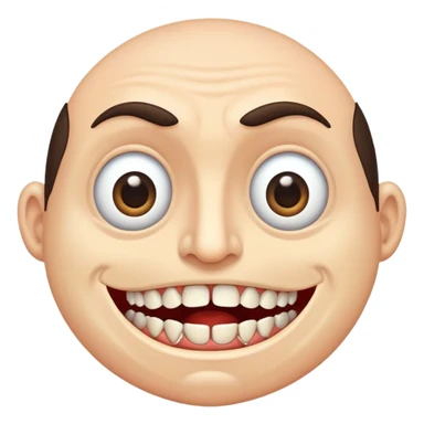 a man with extremely wide eyes and an impossibly large mouth full of countless teeth sticker