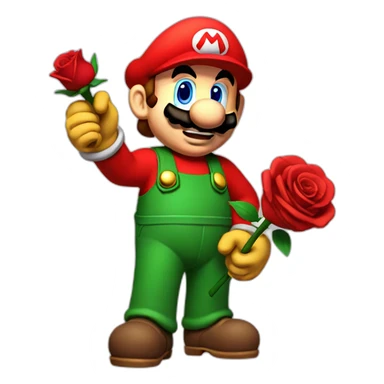 mario bros holding a rose sticker
