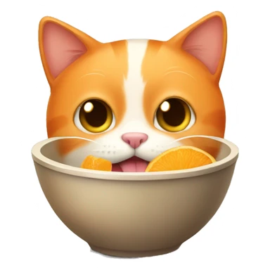orange cat eating from a bowl sticker