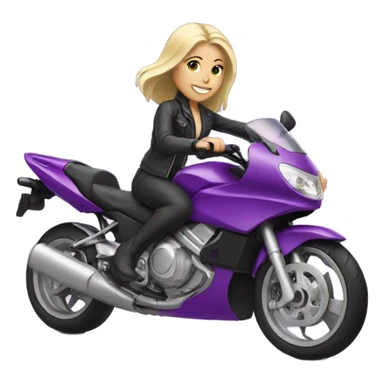 White blonde girl riding purple motorbike sticker