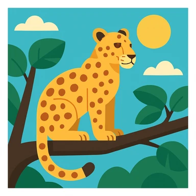 Flat design style leopard in the tree sticker