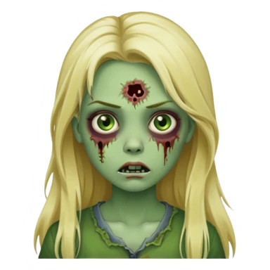girl zombie with blonde long hair green skin and with no angry face sticker