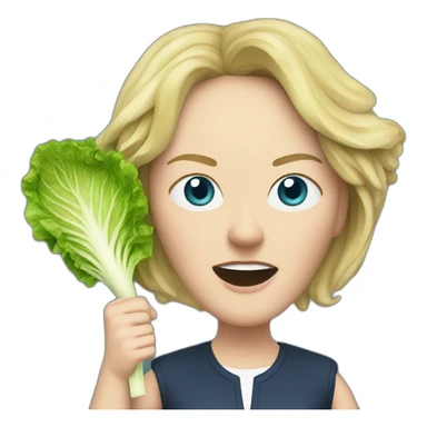 liz truss fighting a lettuce sticker