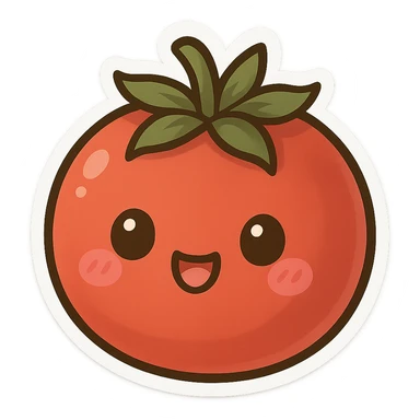 chibi sticker-style tomato, cute and exaggerated sticker