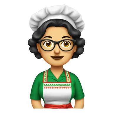 mexican chubby lady green apron  with glasses cooking tacos sticker