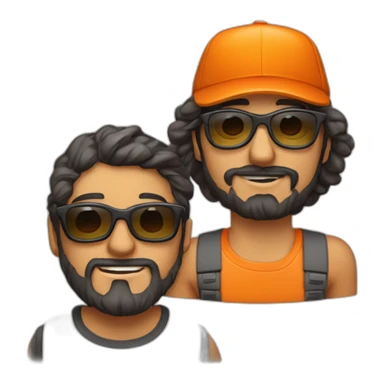 hombre con gorra y barba y una mujer con pelo corto gafas y pelo naranja sticker