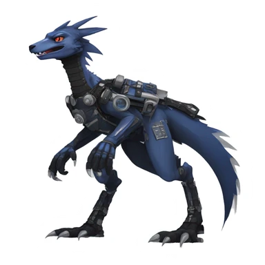 Full body Edgy Anthro Futuristic Mechanical Sergal-raptor-vernid sticker