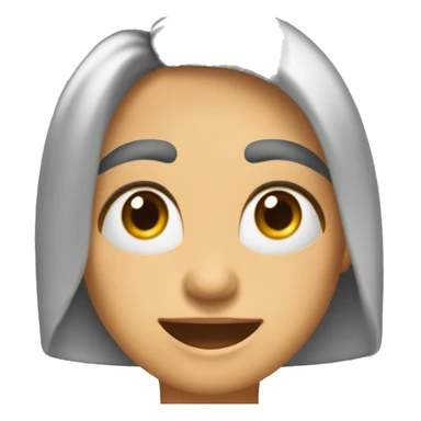 Mujer 45 años, caucásica, melena castaña a la altura del hombro con flequillo recto encima de los ojos, ojos castaños, sonriente, con hoyuelos en las mejillas sticker