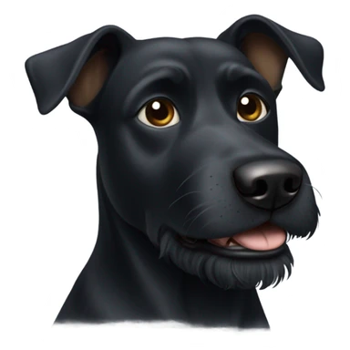 black dog with black beard on chin sticker