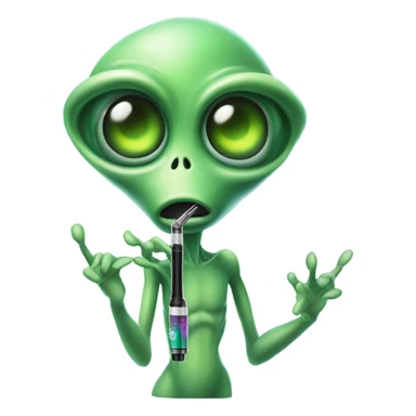 green alien smoking a weed vape sticker