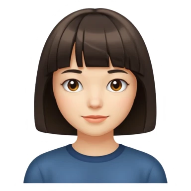 person with smirk and bob cut with bangs sticker