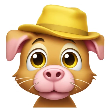 goofy cat with Yellow shirt and Hat with pig on it sticker