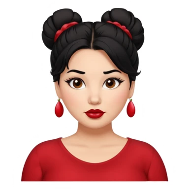 Messy bun black hair brown eyes glamorous full women sticker