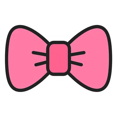 cute pink bow tie icon with color outline and black outlines sticker