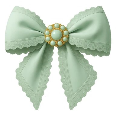 Make the gothic bow and accessories pastel green, keep lace and velvet details, photorealistic style, keep background transparent. sticker