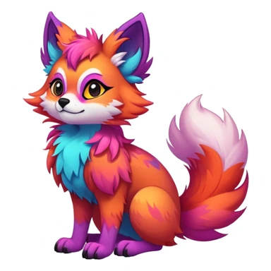 Neon-colored multi-colored cute cool exotic Falvie-Fionbri-fantasy-creature-fursona, full body, with random markings sticker