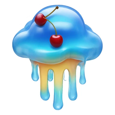 Blue sky jelly with a cherry on top and clouds sticker