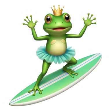 a frog wearing a tutu on a surf biard sticker