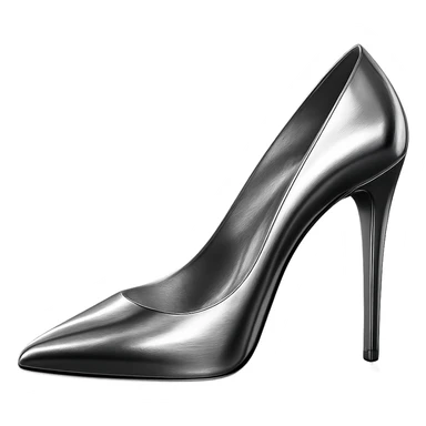 chrome high-heeled shoe, glossy and reflective, elegant, simple background sticker
