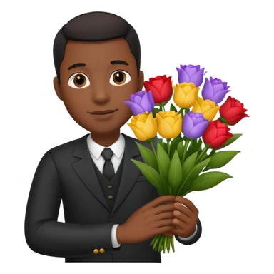 Black Male hand give a bogue of flowers sticker