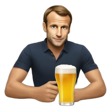 Macron avec une bière sticker