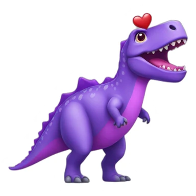 purple dinausor with heart  sticker