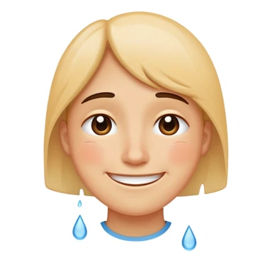 face with a smile but with tears streaming down, hiding sadness behind a happy face sticker