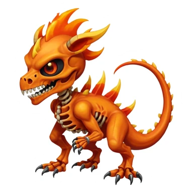 Oily smooth glossy evil sharp edgy badass skeletal fiery skull-face skull-masked Charmeleon-Zeraora-Salandit-fusion, full body sticker