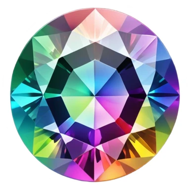 round cut rainbow gemstone with all colors of the spectrum shining through sticker
