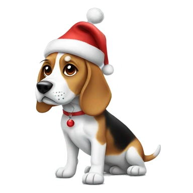 Beagle with Christmas hat sticker