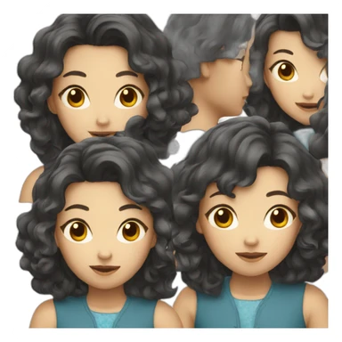 asian girl with wavy hair sticker