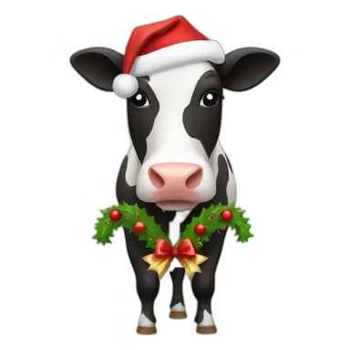Cow with a Christmas had  sticker