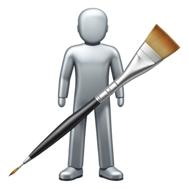 A paintbrush that transforms into a human silhouette, symbol of artistic identity sticker