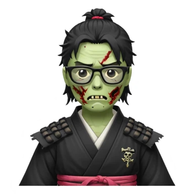 zombie samurai with black glasses sticker