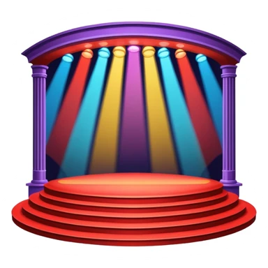A concert-style stage with colored lights pointing downward. sticker