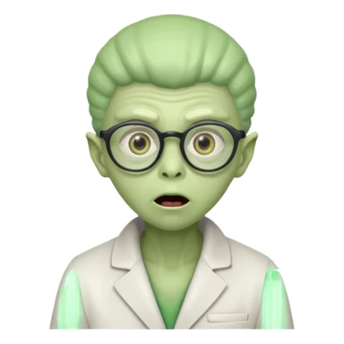 alien, glasses, white coat, suprise sticker